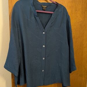 Citron Women's Deep Blue Button Down Shirt